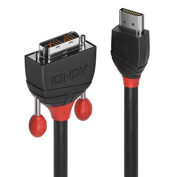 Lindy Black Line - Videokabel - enkelt forbindelse - HDMI / DVI - HDMI (M) til DVI-D (M) - 2 m - tredobbelt skærmet - sort - rund