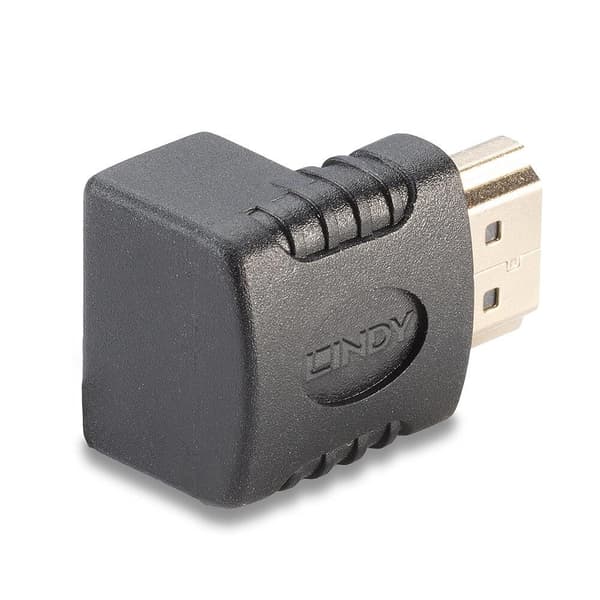 Lindy - Video-/ljudadapter - HDMI - HDMI 19 stift (M) - HDMI 19 stift (W) - skärmad - kontakt 90° (41086)