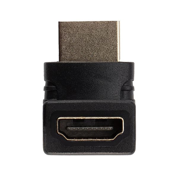 Lindy - Video-/ljudadapter - HDMI - HDMI 19 stift (M) - HDMI 19 stift (W) - skärmad - kontakt 90° (41086)
