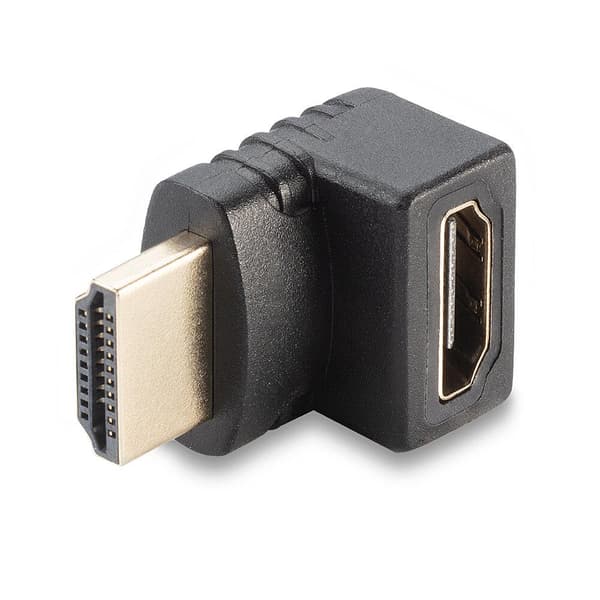 Lindy - Video-/ljudadapter - HDMI - HDMI 19 stift (M) - HDMI 19 stift (W) - skärmad - kontakt 90° (41086)