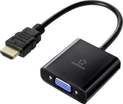 Renkforce RF-4531578 Kabeladapter HDMI VGA - 3,5 mm Sort (RF-4531578)
