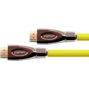 Liitäntäkaapeli High-Speed-HDMI® Ethernetillä 4K2K / UHD, kullatut liittimet, OFC, keltainen nylonpunos, 2 m, PYTHON®-sarja (GC-M0028)