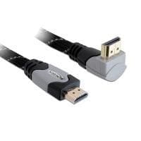 DeLOCK High Speed HDMI med Ethernet - video/lyd/netværkskabel - HDMI - 28 AWG - HDMI, 19-bens (M) - til - HDMI, 19-bens (M) - 5,0 m - stik i en 90° vi