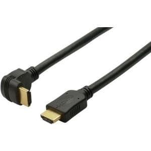 HDMI-kabel, vinklet (version 1), HDMI 1.3b, forgyldt, 19-bens HDMI han/han, 2,0 m Højkvalitets tilslutningskabel med et stik vinklet mod den skrå kont