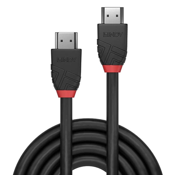 Lindy Black Line - HDMI Ethernet-kaapelilla - HDMI (M) - HDMI (M) - 5 m - kolminkertaisesti suojattu - musta - pyöreä, 4K-tuki
