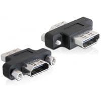 DeLOCK - Uttag/kontakt-omvandlare för video/ljud - HDMI - HDMI, 19-stift (F) - till - HDMI, 19-stift (F) - 180 graders justerbar vinkelkontakt (65313)
