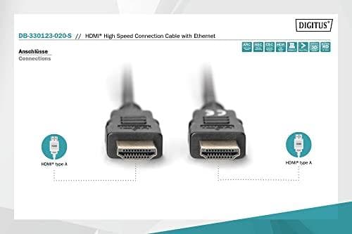 DIGITUS - HDMI med Ethernet-kabel - HDMI (M) til HDMI (M) - 2,0m - sort - 4K-understøttelse (DB-330123-020-S)