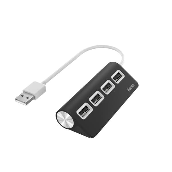 Hama USB-hubb 4-portars USB 2.0 480 Mbit/s Svart