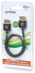 Miniatyrbillede 5 af 5: Manhattan HDMI-kabel 0,50 m 394406 Sort [1x HDMI-stik - 1x HDMI-stik]