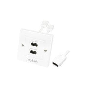 LogiLink samledåse, 2 x HDMI, skærmet, hvid Surface-mount boks med 2 x HDMI kobling, forgyldte kontakter (AH0015)