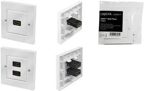 LogiLink tilslutningsboks, 2x HDMI kobling - HDMI kobling hvid, overflademonteret boks med 2 tilslutninger, 86 x 86 mm, til - 1 stk (AH0018)