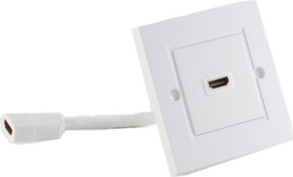 HDMI vägguttag 1x HDMI-uttag med kabelförlängning rent vit (79510-1)