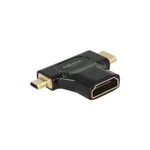DELOCK Adapter High Speed HDMI med Ethernet - HDMI-A stik > Mini-C stik + Micro-D stik sort
