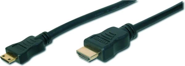 Digitus HDMI-anslutningskabel 3,00 m AK-330106-030-S Guldpläterade kontaktkontakter Svart [1x HDMI-kontakt - 1x HDMI-kontakt C mini]