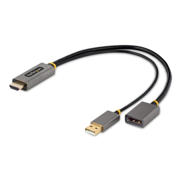 StarTech.com 12-tums HDMI till DisplayPort-adapterkabel, Active 4K 60Hz HDMI 2.0 till DP 1.2-omvandlare, HDR, USB-bussdriven, HDMI-källa till DisplayP