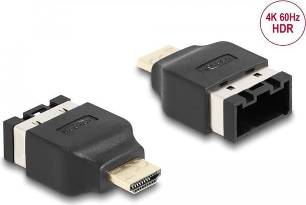 Delock HDMI Automotive Adapter HDMI-E hona till HDMI-A hane 4K 60 Hz (65963)