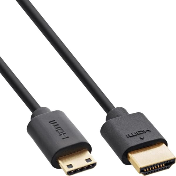 InLine Slim Ultra High Speed HDMI-kabel - 8K4K - A Han / C Han (Mini) - 1,5m - 1,5m - HDMI Type A (Standard) - HDMI Type C (Mini) - 3D - 48Gbps - Sort