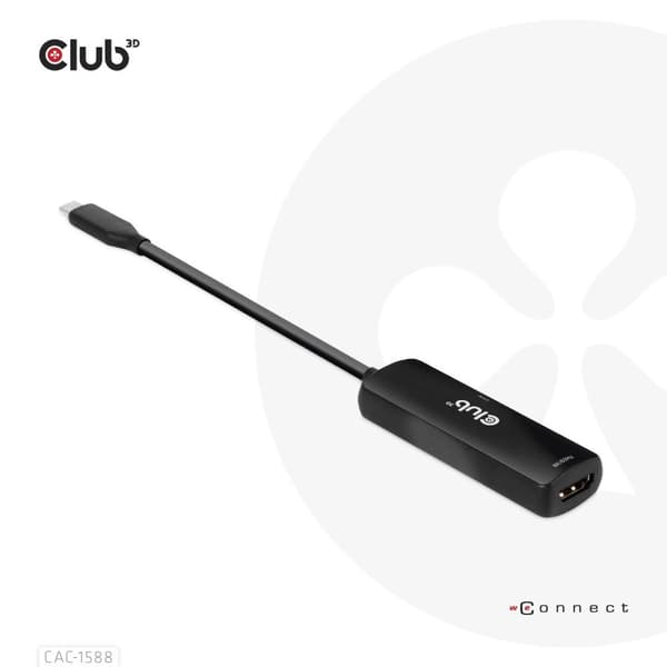 CLUB3D USB Gen2 Type-C till HDMI™ 8K60Hz eller 4K120Hz HDR10+ med DSC1.2 med Power Delivery 3.0 Active Adapter M/F