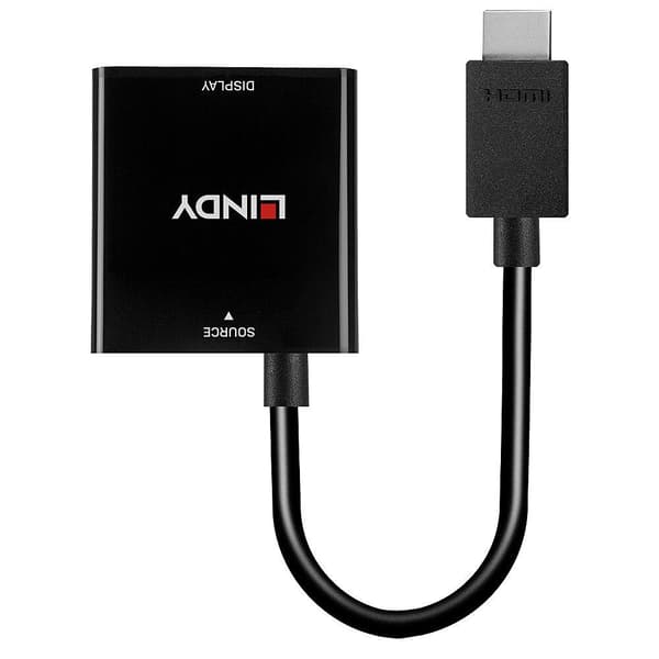 Lindy 38291 -videokaapelisovitin 0,1 m HDMI Type A (Standard) VGA (D-Sub) Musta