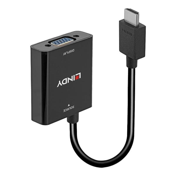 Lindy 38291 videokabeladapter 0,1 m HDMI Typ A (Standard) VGA (D-Sub) Svart