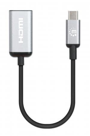 Manhattan 153706 videokaapelisovitin 0,15 m USB Type-C HDMI musta, hopea