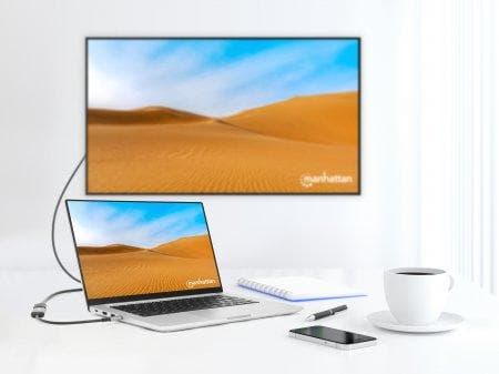 Manhattan 153706 videokaapelisovitin 0,15 m USB Type-C HDMI musta, hopea