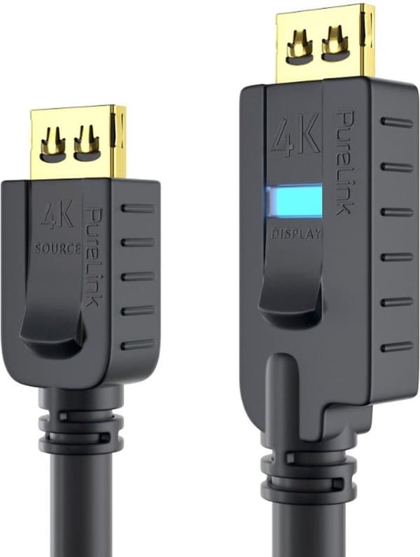 PureLink OneAV PI2010-100 - HDMI kabel med Ethernet - HDMI han til HDMI han - 10 m - tredobbelt isolering - sort - rund, aktiv (PI2010-100)