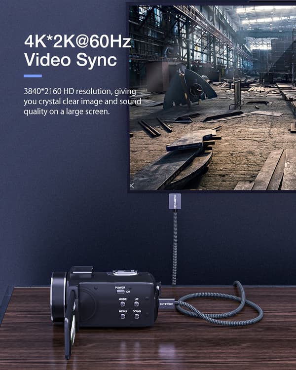 BlitzWolf® BW-HDC4 4K 18Gbps Mini HDMI till HDMI-kabel med HDMI 2.0 4K*2K@60H 18Gbps Transfer PP flätad jacka förtennad koppartråd, 1M