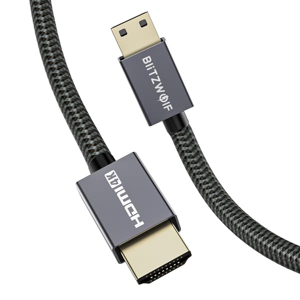 BlitzWolf® BW-HDC4 4K 18Gbps Mini HDMI till HDMI-kabel med HDMI 2.0 4K*2K@60H 18Gbps Transfer PP flätad jacka förtennad koppartråd, 1M