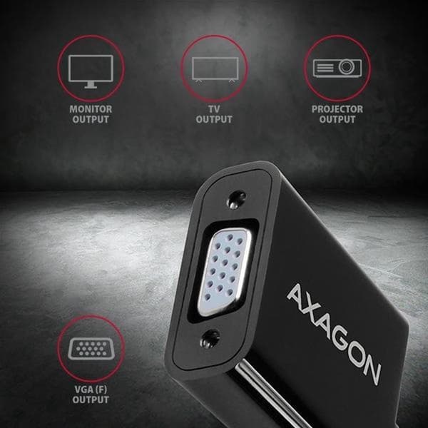 Axagon RVH-VGN videokabeladapter 0,17 m HDMI Typ A (Standard) VGA (D-Sub) Svart