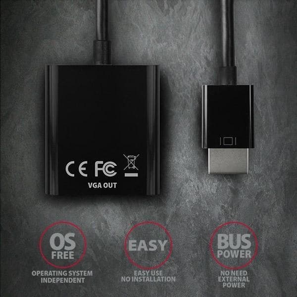 Axagon RVH-VGN videokabeladapter 0,17 m HDMI Typ A (Standard) VGA (D-Sub) Svart