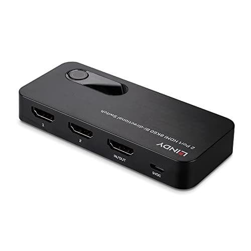 Lindy 2-ports HDMI 8K60 dubbelriktad switch För att växla mellan två 8K HDMI-källor anslutna till en 8K-skärm eller två 8K-skärmar anslutna till en 8K