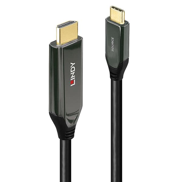Lindy 2m USB Type C til HDMI 8K60 Adapterkabel Til tilslutning af en 8K HDMI-skærm til USB Type C-porten (43368) Sort