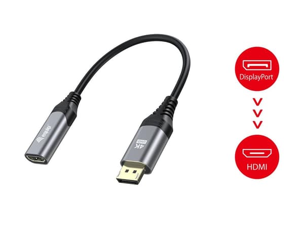 Utrusta Displayport->HDMI-adapter 1,2 M/F 4K/60Hz grå (133445)