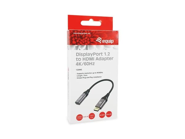 Utrusta Displayport->HDMI-adapter 1,2 M/F 4K/60Hz grå (133445)