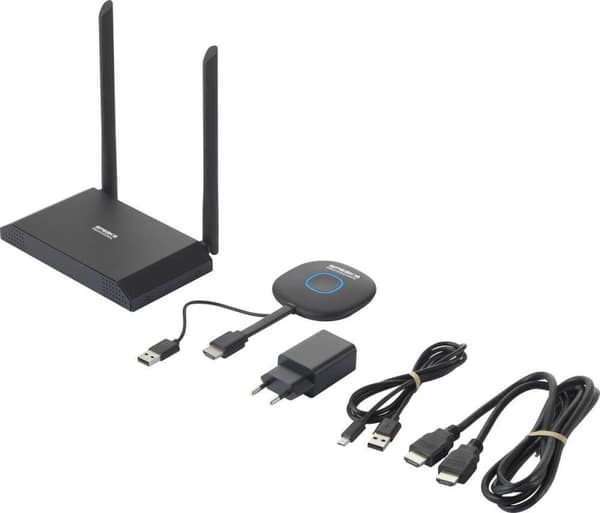 SpeaKa Professional SP-VShare trådlöst 4K UHD-presentationssystem 4x multiviewer, digital whiteboard-funktion, säker radioöverföring, airplay och (SP-