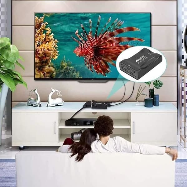Scart till HDMI Adapter Scart Converter till HDMI Video Audio Adapter för Sky HD Blu Ray DVD HDTV STB VHS Xbox PS3 etc. 14