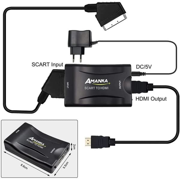 Scart till HDMI Adapter Scart Converter till HDMI Video Audio Adapter för Sky HD Blu Ray DVD HDTV STB VHS Xbox PS3 etc. 14