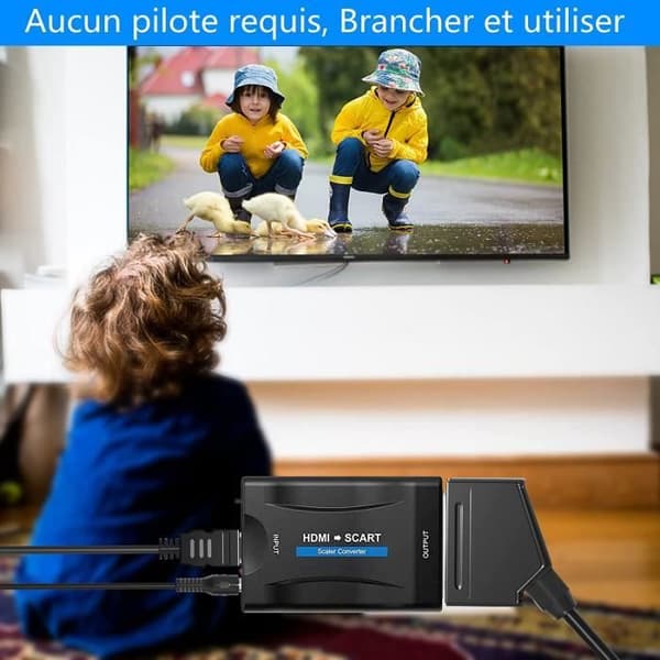 HDMI Scart AdapterHDMI till Scart Converter Kompatibel med NTSC PAL HDMI 1.3 för Sky HD Blu Ray PS3 TV VCR VHS 4