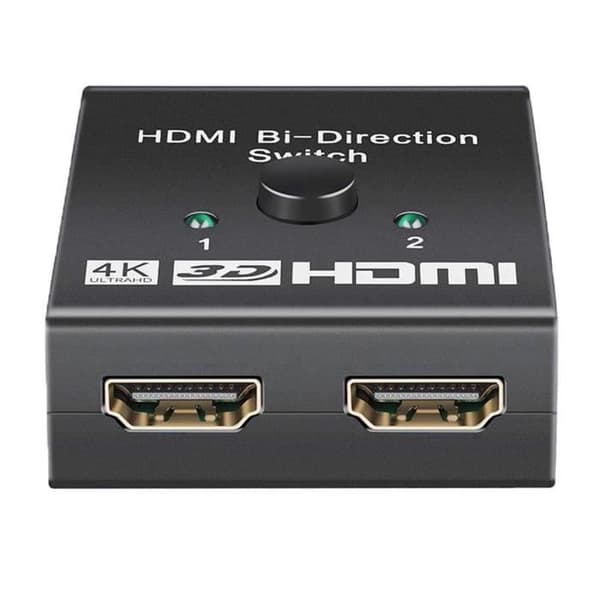 HDMI Dubbelriktad Switcher, HDMI Splitter 4K, 2x1 eller 1x2 HDMI Switcher för HDTV,DVD, High-Definition TV och