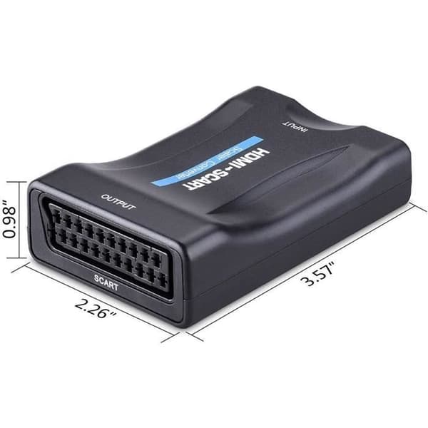 HDMI Scart Adapter, HDMI till Scart Converter Kompatibel med NTSC PAL HDMI 1.3 för Sky HD Blu Ray PS3 TV VCR VHS A48