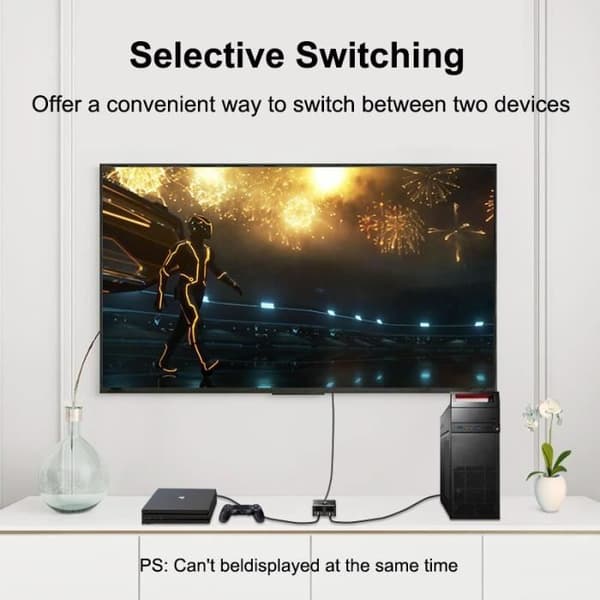 HDMI-kompatibel 4K Splitter Converter Adapter för TV PS4 1 in 2 Display Port Monitor [D8BF43D]