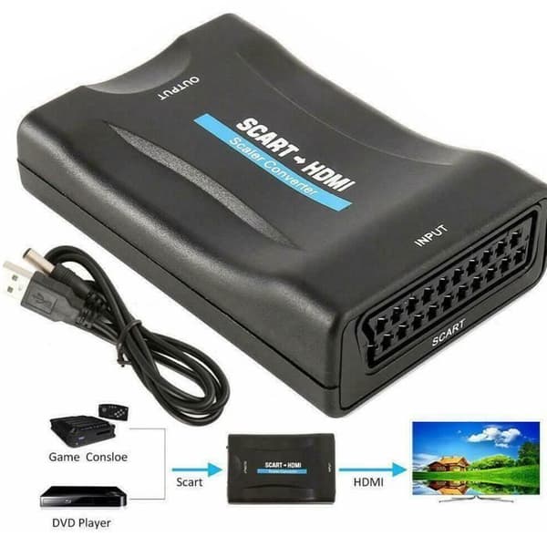 HD 1080P SCART HDMI Video Audio Converter High End DVD TV Adapter