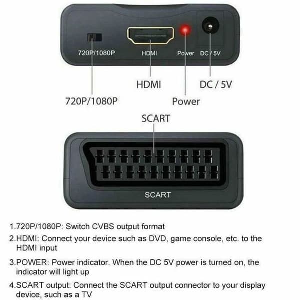 HD 1080P SCART HDMI Video Audio Converter High End DVD TV Adapter