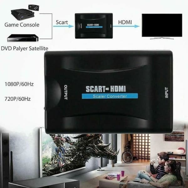 HD 1080P SCART HDMI Video Audio Converter High End DVD TV Adapter