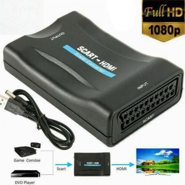 HD 1080P SCART HDMI Video Audio Converter High End DVD TV Adapter