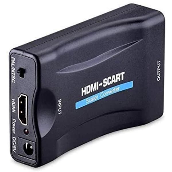 HDMI Scart Adapter, HDMI till Scart Converter Kompatibel med NTSC PAL HDMI 1.3 för Sky HD Blu Ray PS3 TV VCR VHS A14