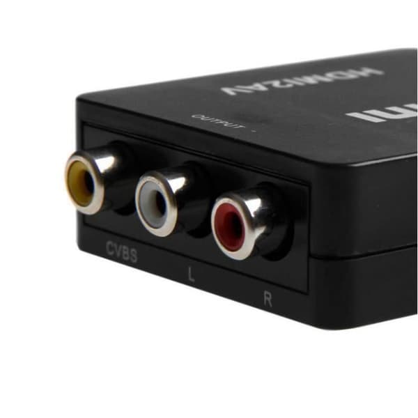 Composite Audio and Video CVBS HDMI Converter Adapter AV Conversion Video Converter AV2HDMI HDMI 1080P（Svart）