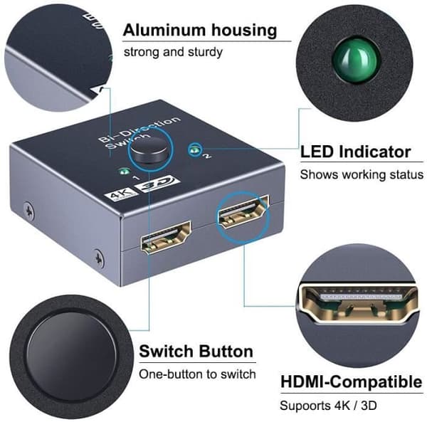 HDMI-kompatibel 4K Splitter Converter Adapter för TV PS4 1 in 2 Display Port Monitor [DFEED12]