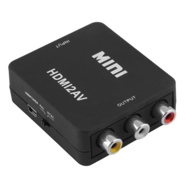 Composite Audio and Video CVBS HDMI Converter Adapter AV Conversion Video Converter AV2HDMI HDMI 1080P(Svart)